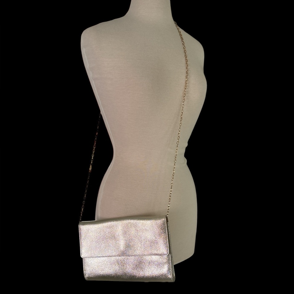 Elegant Gold Crossbody Bag or Clutch with Gold Chain. Disco ‘70s Studio 54